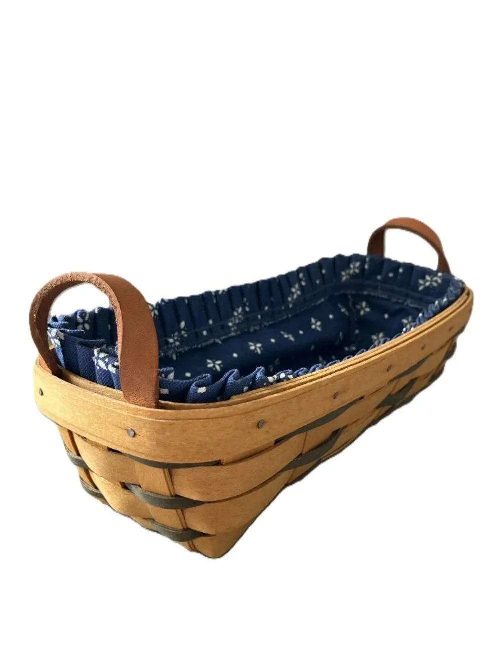 1997 Longaberger Cracker Basket with Classic Blue Liner and Handles